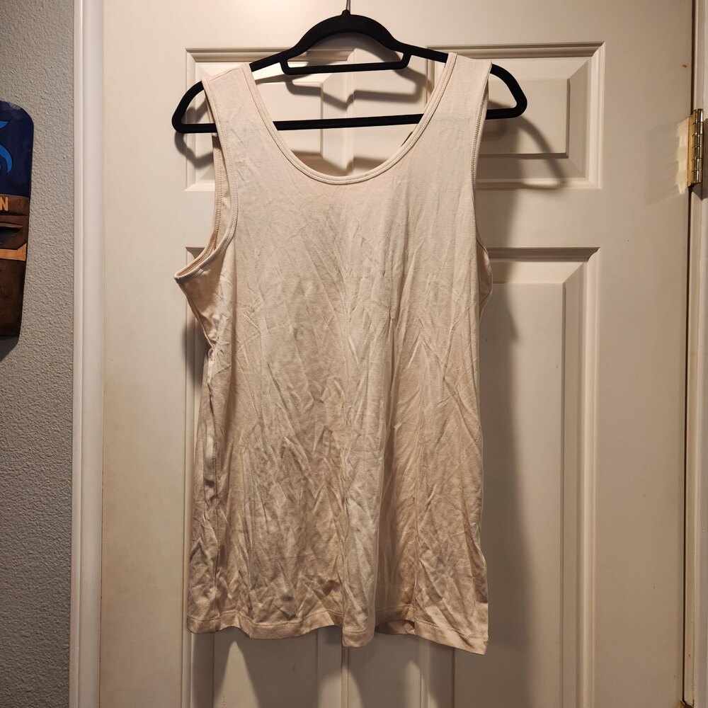 Amazon Essentials Tank Top Cream Ribbed Cotton Size XXL